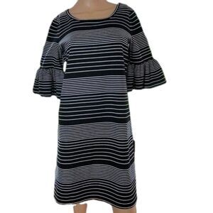 Max Studio Dress B/W Stripes S Rayon Blend Chic flutter sleeve Sophisticated EUC